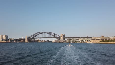 famous sydney harbour bridge and the skyscrapers during sunset