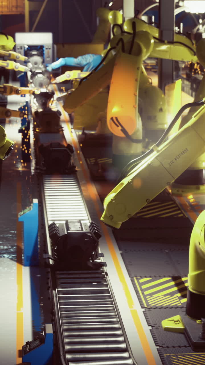 Innovative robotic arms assemble products in a modern manufacturing facility