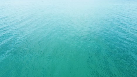 aerial top-down view of the sea surface with deep blue water, moving forward