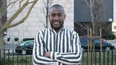 front view of handsome african american man looking at camera