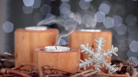 candles burning bright out at christmas festive season stock video