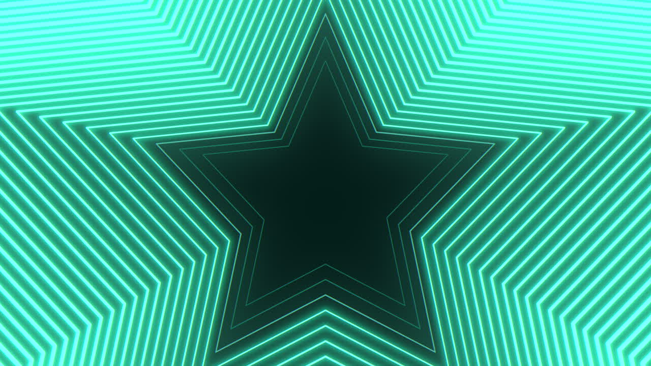 Glowing neon star radiant green and blue lines form a stunning circular pattern