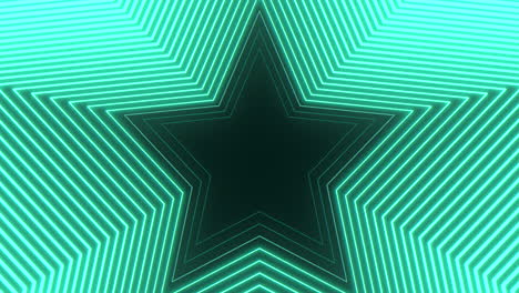 brillantes estrellas de neón radiantes líneas verdes y azules forman un impresionante patrón circular