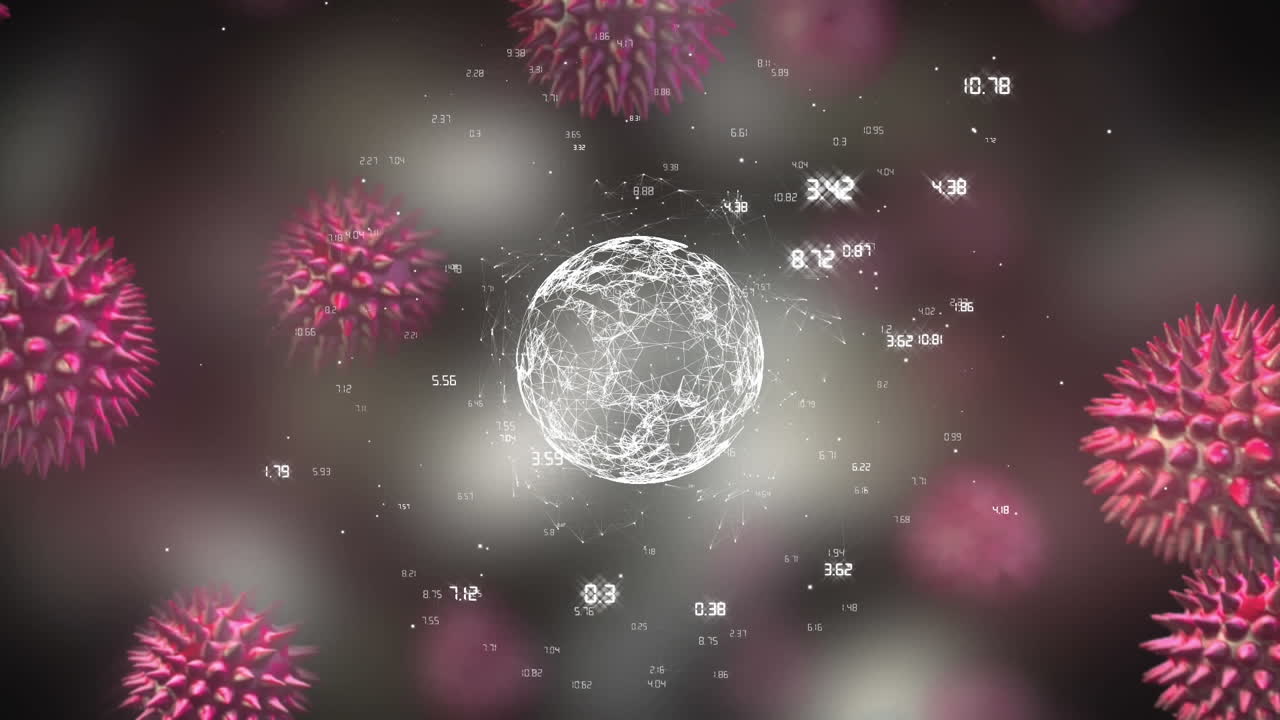 데이터 연결과 자유롭게 떨어지는 박테리아와 함께 회전하는 지구