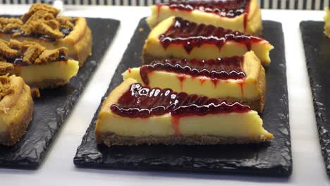 assortment of delicious cheesecakes