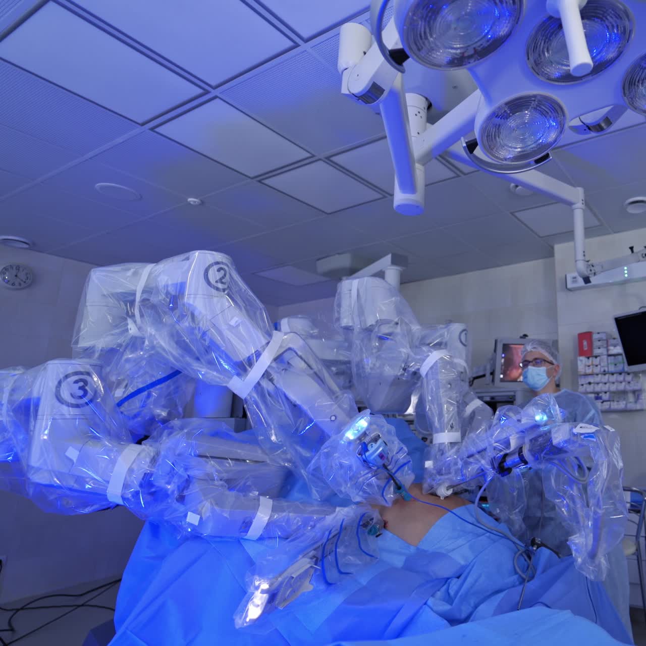 Modern surgical system. Medical robot. Minimally invasive robotic surgery
