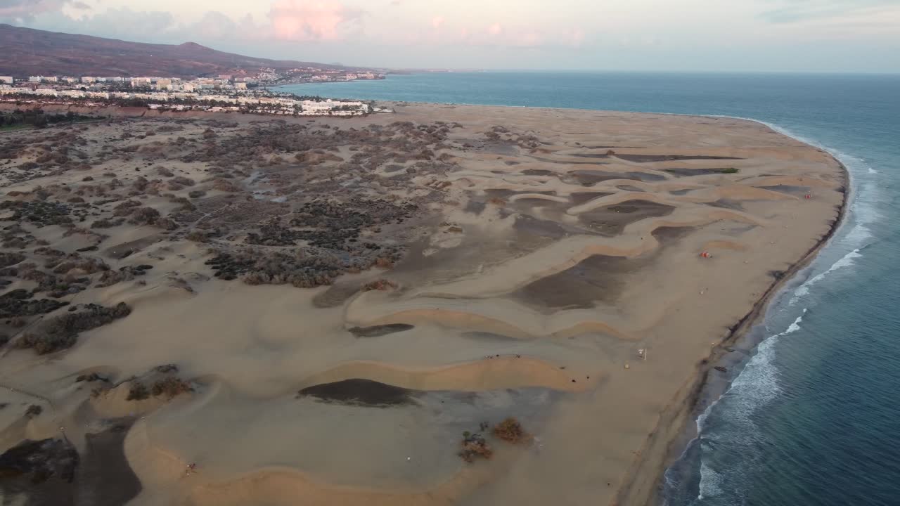 Aerial Maspalomas dunes view on Gran Canaria island