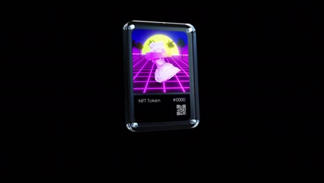 NFT explanation card. Loop animation collectible style card. 3d render animation.