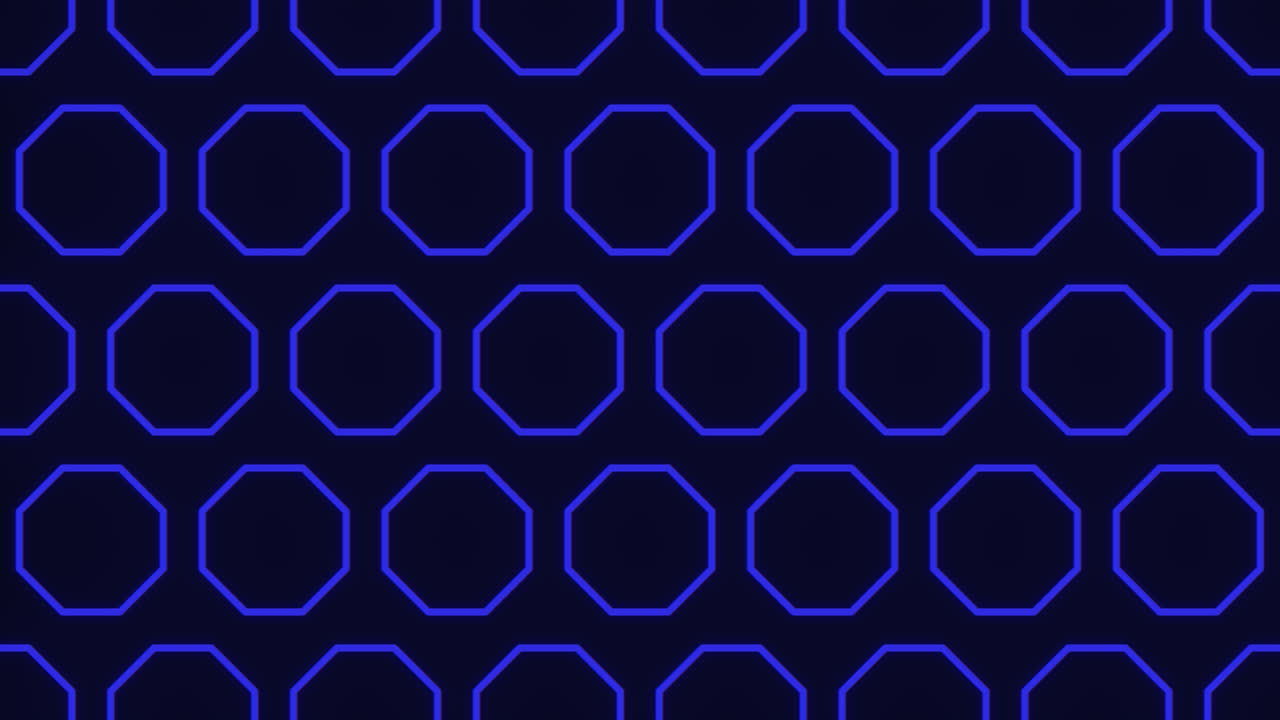 patrón de hexágonos azules de neón sin costura en gradiente negro