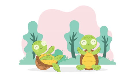 cute turtle seated character animation