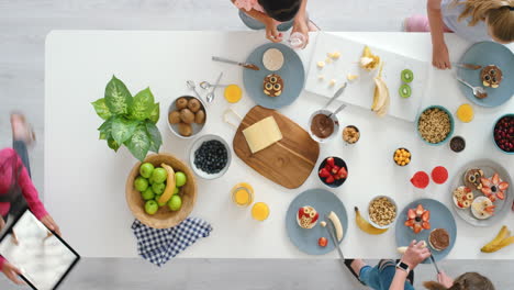 kids preparing creative breakfast together