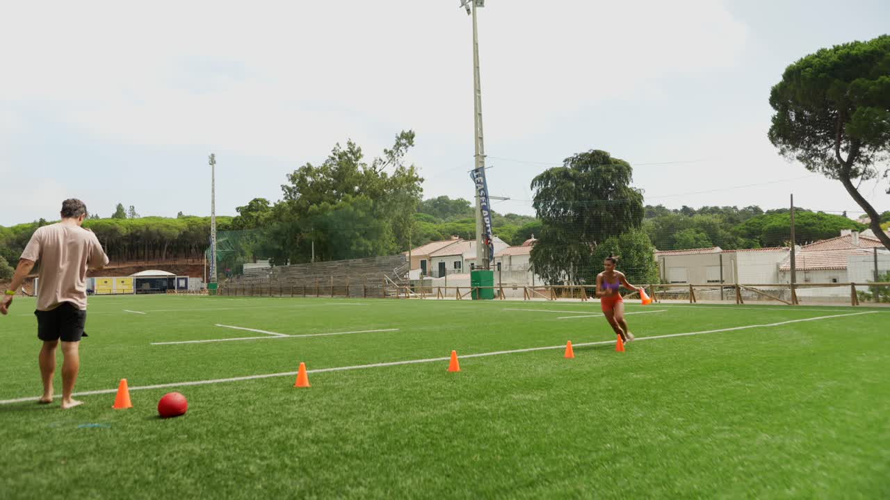 People doing sports on a field