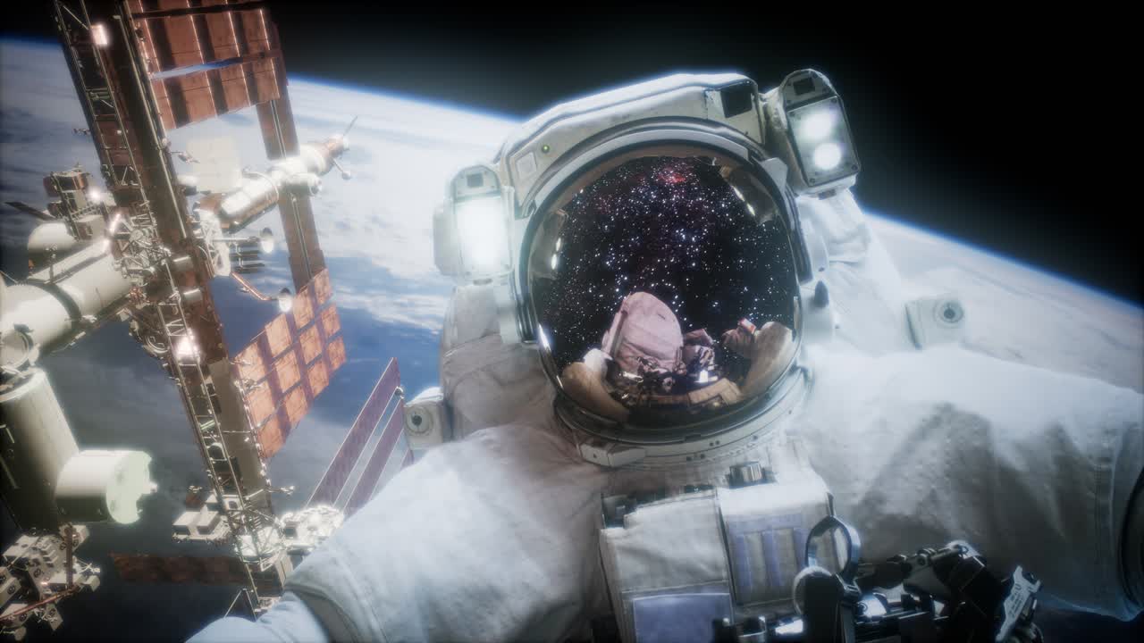 Astronauta in passeggiata spaziale. Elementi di questa immagine forniti dalla NASA