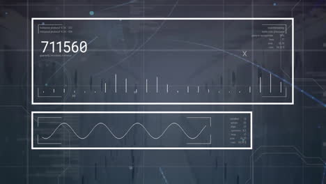 Animation-Der-Digitalen-Datenverarbeitung-über-Gitter-Auf-Dunklem-Hintergrund