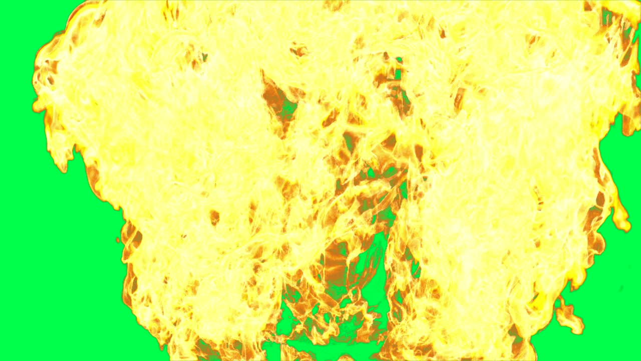 explosão de incêndio na tela verde