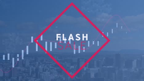 Animación-De-Texto-De-Venta-Flash-Y-Estadísticas-Sobre-El-Paisaje-Urbano