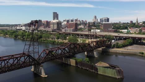 Springfield-MA-4K-Train-Tracks-and-City-Reveal-Aerial