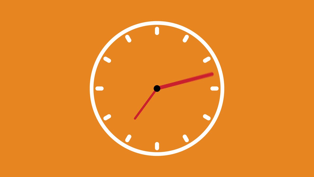 day cycle on clock animation 10 seconds long orange
