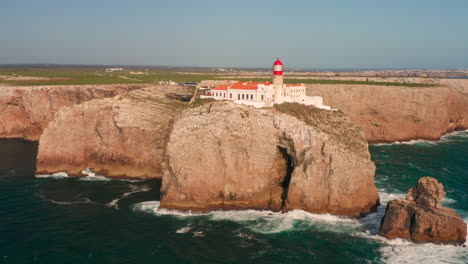 aerial: the lighthouse of cabo de são vicente in portugal