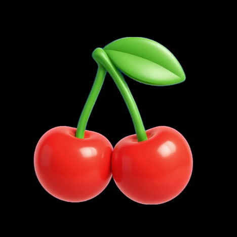 Vibrant cherries animation isolated asset, transparent 4K video, alpha channel, ProRes 4444