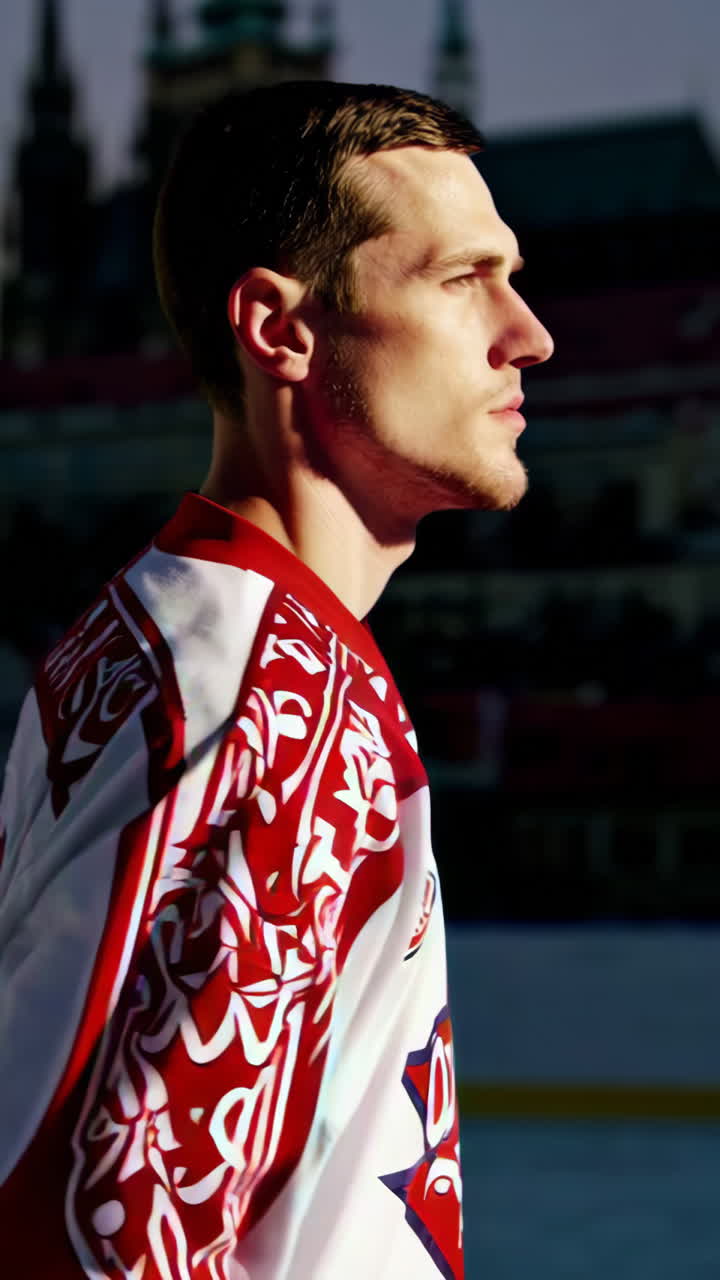 Hockey Player on Ice Rink in Prague
