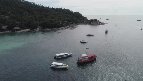 tropical island paradise with boats