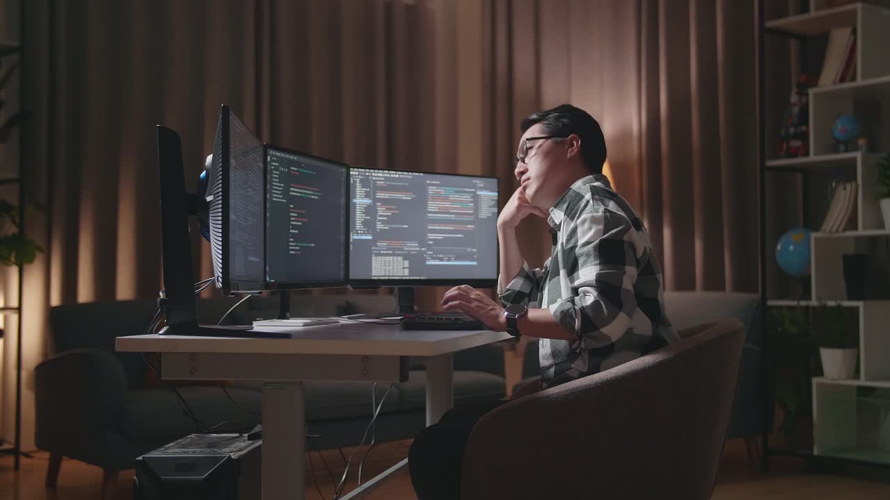 Programmer working late at night