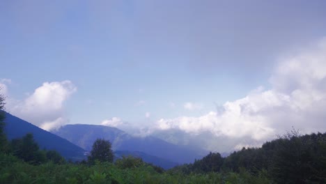 mountains and cloudy sky.