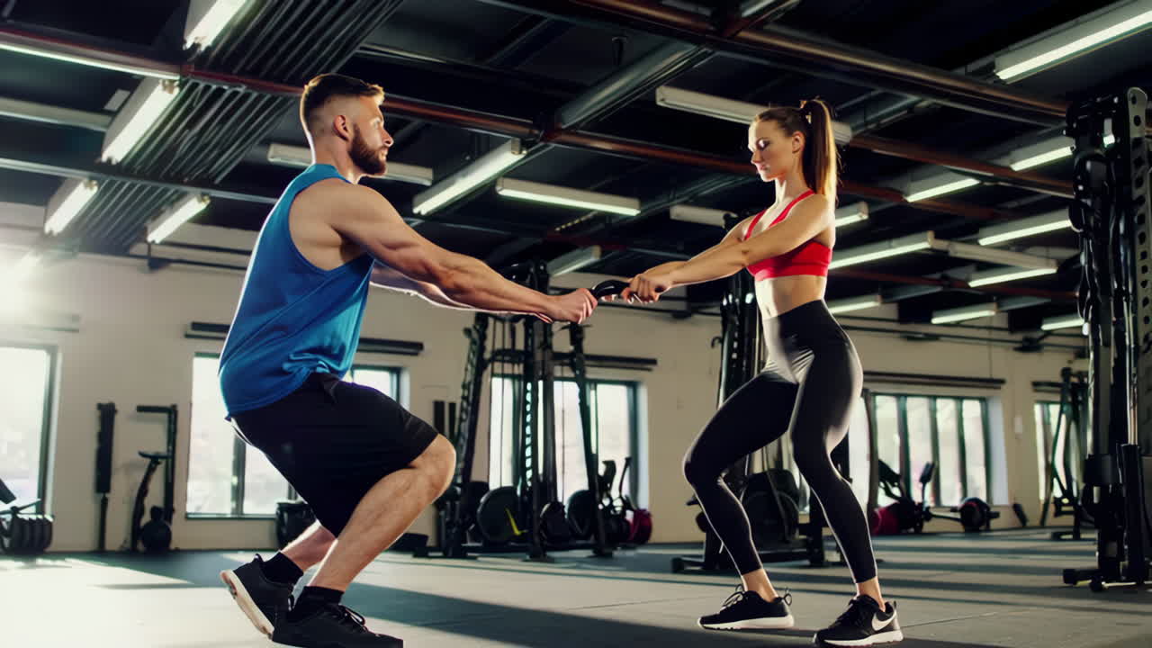 Couple Partner Workout in Gym