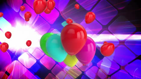animación de globos flotando sobre las luces de la discoteca