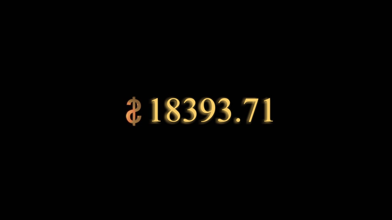 Glowing gold price amount visual with large digital figures currency mark and dark clean backdrop