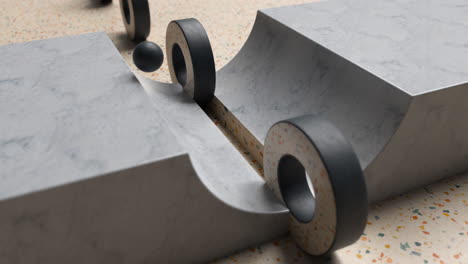 abstract geometric objects on a textured ramp