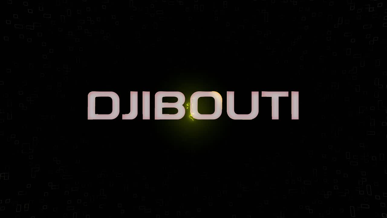 Electrified flashing DJIBOUTI animated graphic in white yellow and black