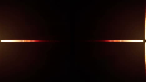 animation of glowing orange energy current moving from centre in waves to left and right, on black