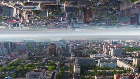 inverted cityscape aerial view