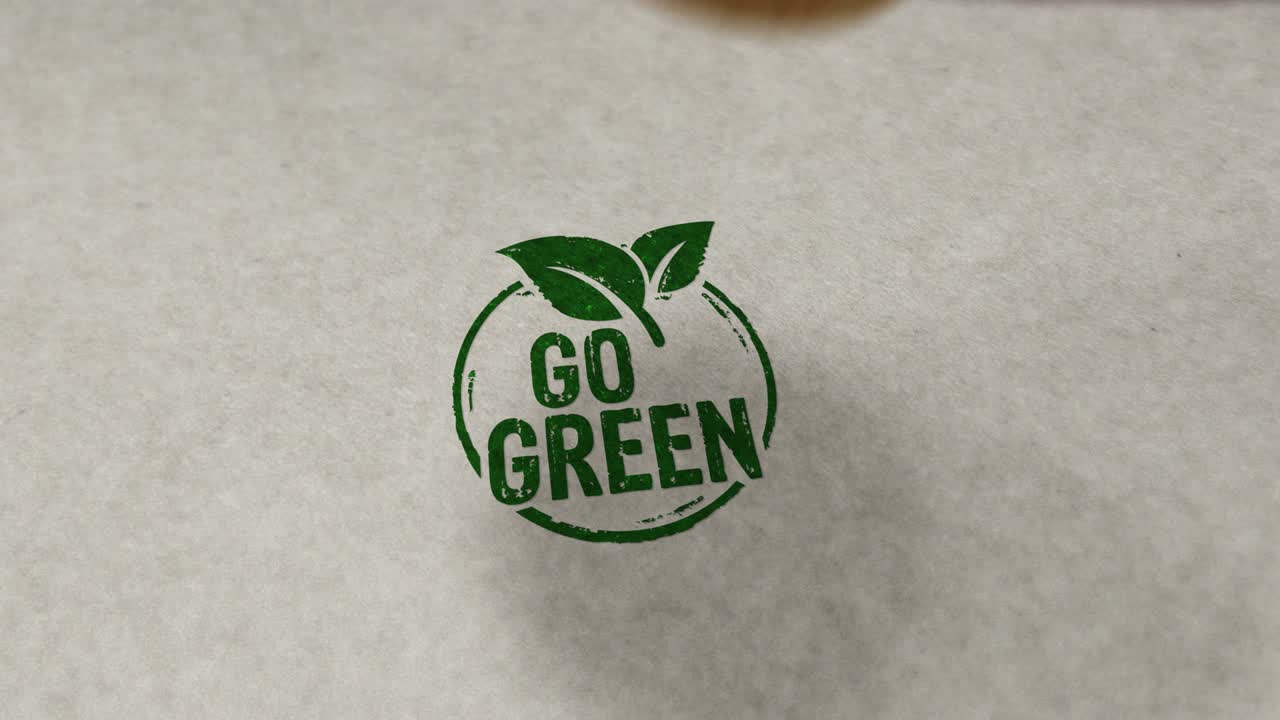 ir verde y ecológico símbolo sello y estampado bucle animación