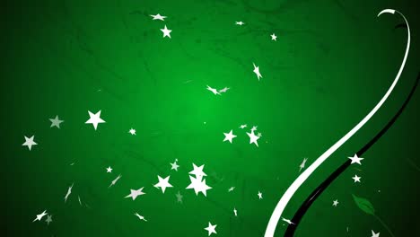 Animación-De-Estrellas-Y-Plantas-Sobre-Fondo-Verde