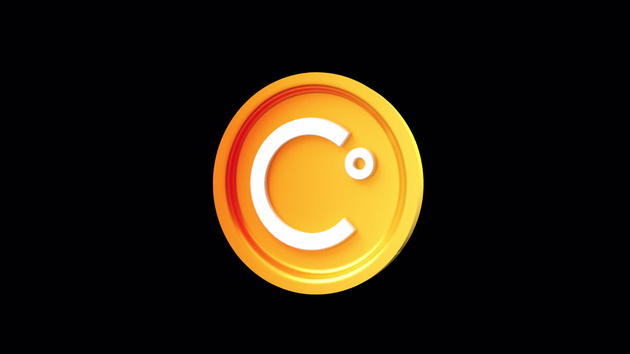 3D Animated Celsius Degree Symbol Rotating on Black Background