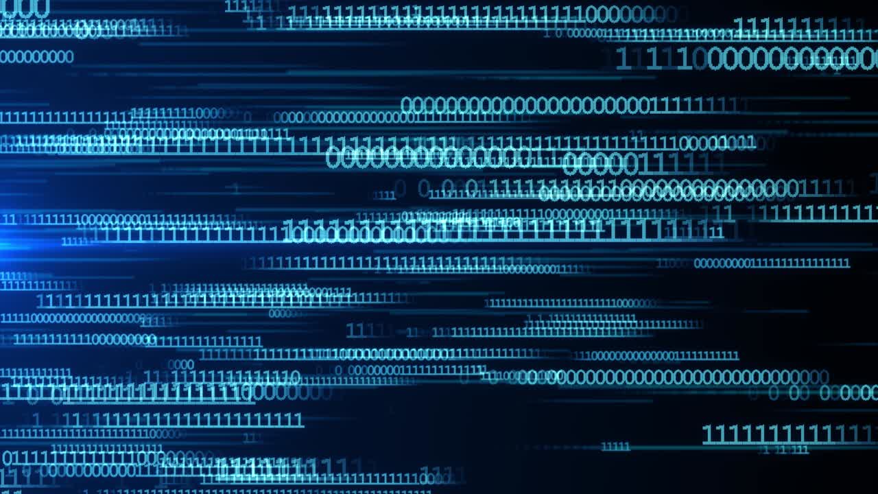 3D 4K Motion graphics Abstract blue binary code loop background.