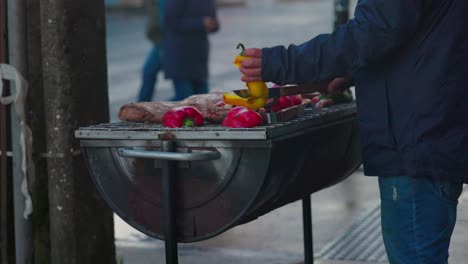 Street-Food-Grill-Meat-Fiestas-Patrias-Chile-In-Castro,-Chiloé-Chile