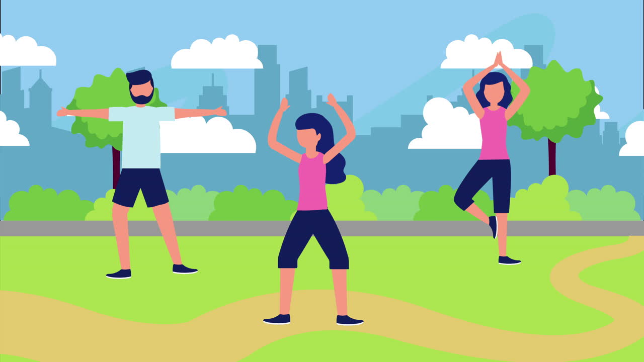 grupos de atletas en el parque con un estilo de vida saludable