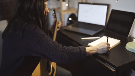 Musician-playing-guitar-in-room