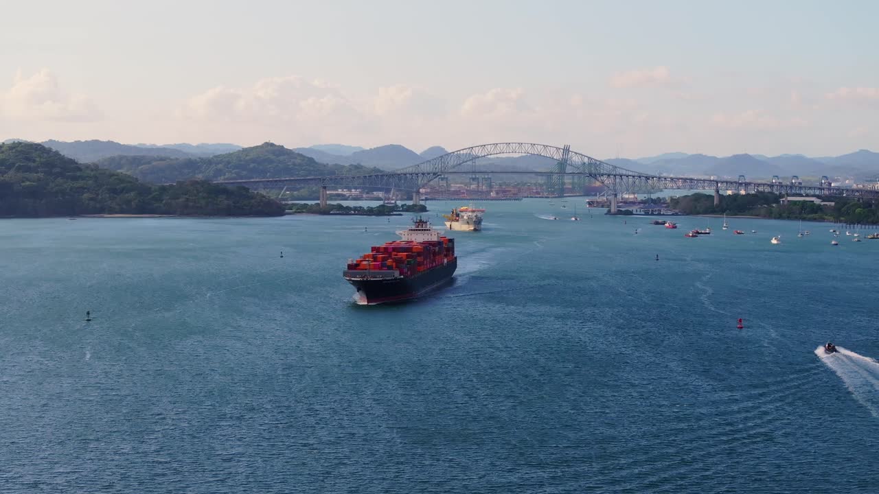 ship leaving the Panama Canal on the Pacific side