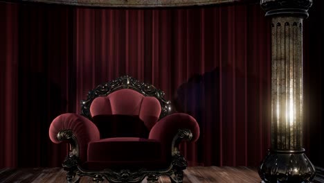 luxurious theater curtain stage with chair