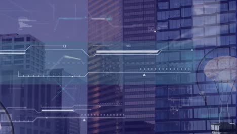 Animation-Der-Datenverarbeitung-über-Dem-Stadtbild