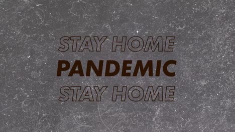 Words-Pandemic-Stay-At-Home-written-in-brown-and-red-letters-on-grey-background