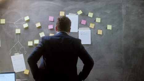 young businessman in suit working in boardroom