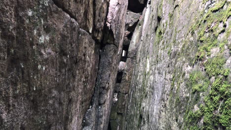 walk through the rock blocks