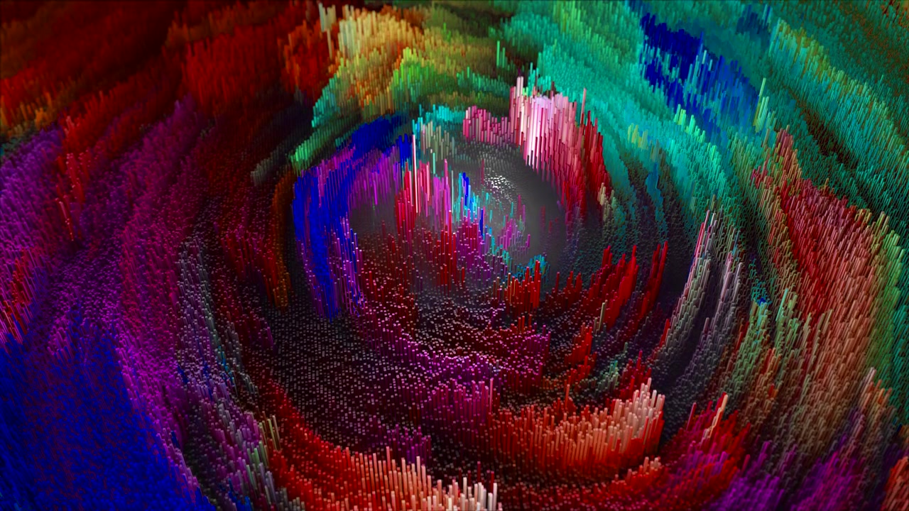 Colorful Abstract 3D Pixel Landscape Animation