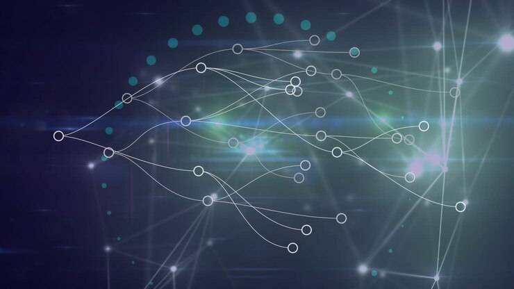 Animation of network of connections over network of connections